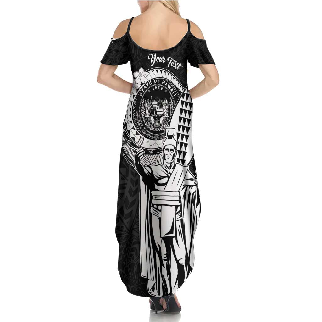 Personalized Hawaii King Kamehameha Summer Maxi Dress Flag Polynesian Pattern