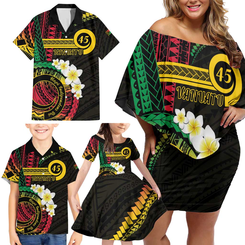 Vanuatu Independence Day Family Matching Off Shoulder Short Dress and Hawaiian Shirt Yumi 45th Hapi Indipendens Dei LT01