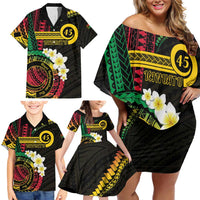 Vanuatu Independence Day Family Matching Off Shoulder Short Dress and Hawaiian Shirt Yumi 45th Hapi Indipendens Dei LT01