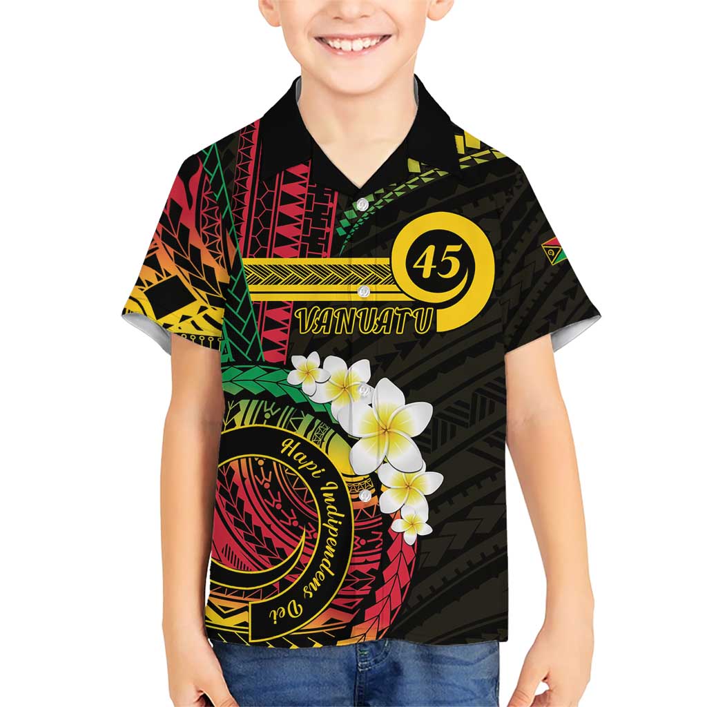 Vanuatu Independence Day Family Matching Short Sleeve Bodycon Dress and Hawaiian Shirt Yumi 45th Hapi Indipendens Dei LT01 Son's Shirt Black - Polynesian Pride