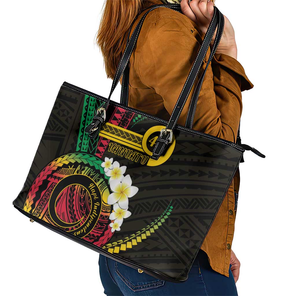 Vanuatu Independence Day Leather Tote Bag Yumi 45th Hapi Indipendens Dei LT01
