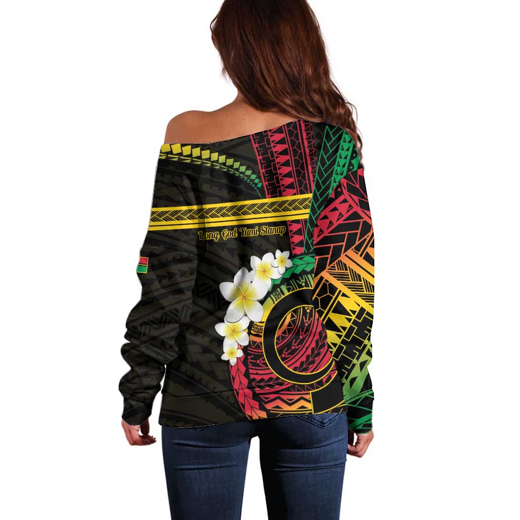 Vanuatu Independence Day Off Shoulder Sweater Yumi 45th Hapi Indipendens Dei LT01
