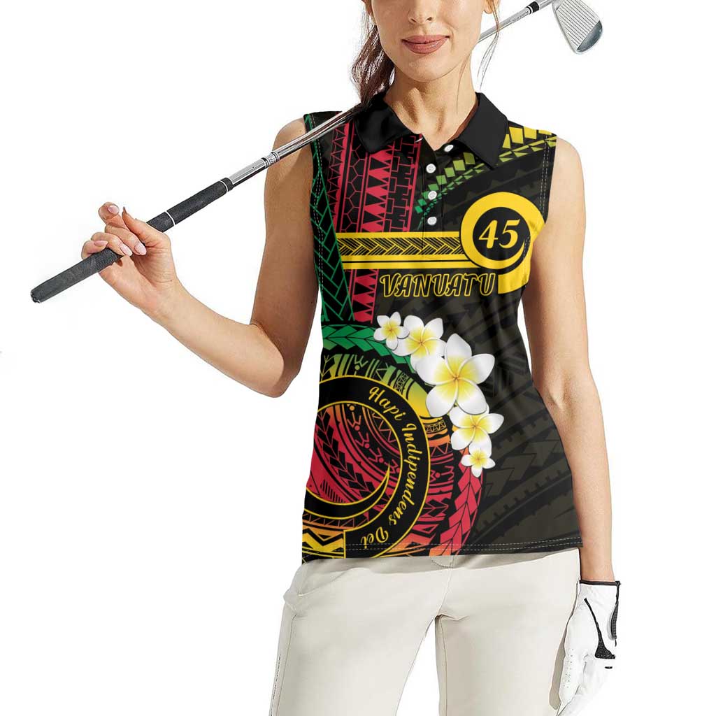 Vanuatu Independence Day Women Sleeveless Polo Shirt Yumi 45th Hapi Indipendens Dei LT01