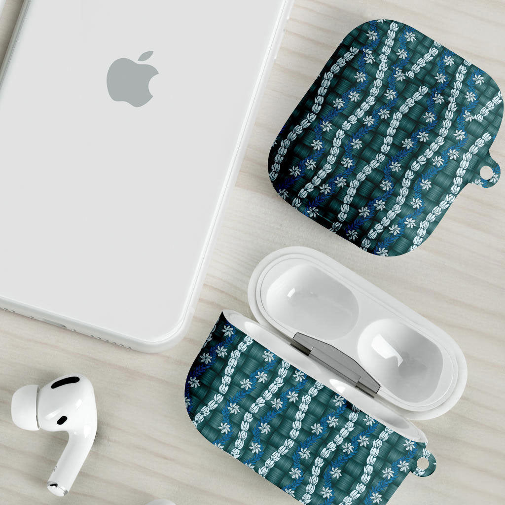 Pikake Maile Tiare Lei AirPods Case Polu Lauhala Pattern