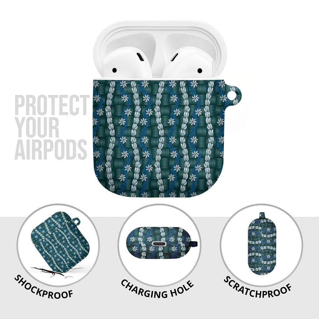 Pikake Maile Tiare Lei AirPods Case Polu Lauhala Pattern
