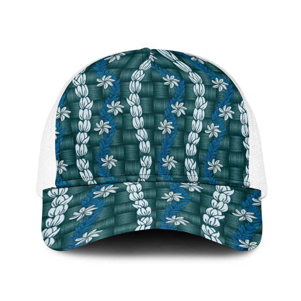 Pikake Maile Tiare Lei Baseball Net Cap Polu Lauhala Pattern