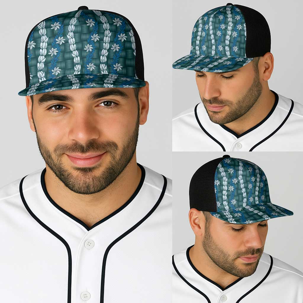 Pikake Maile Tiare Lei Baseball Net Cap Polu Lauhala Pattern
