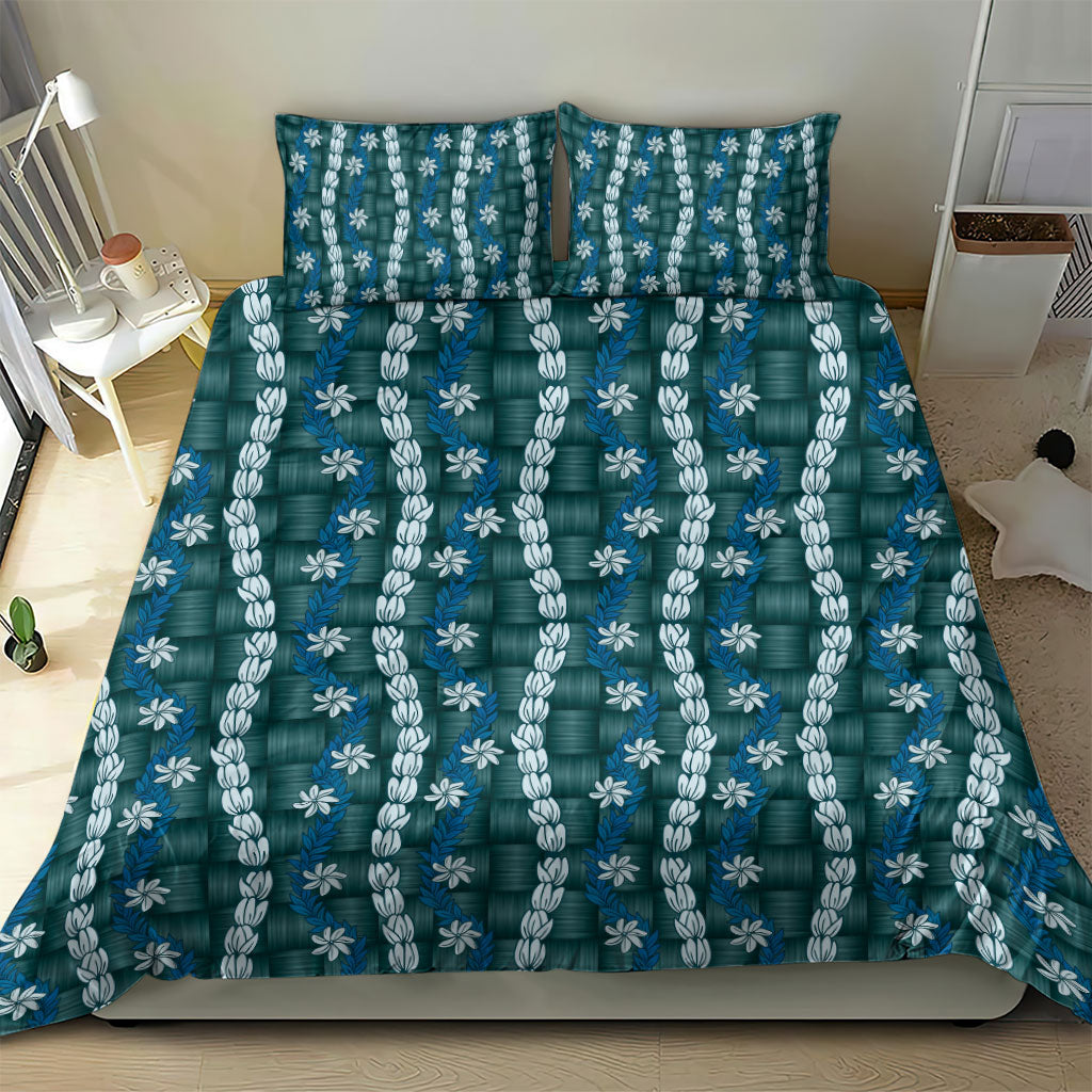 Pikake Maile Tiare Lei Bedding Set Polu Lauhala Pattern