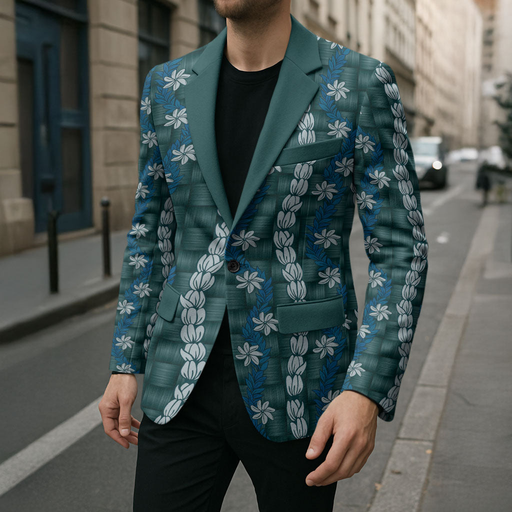 Pikake Maile Tiare Lei Blazer Polu Lauhala Pattern