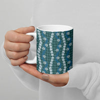 Pikake Maile Tiare Lei Ceramic Mug Polu Lauhala Pattern