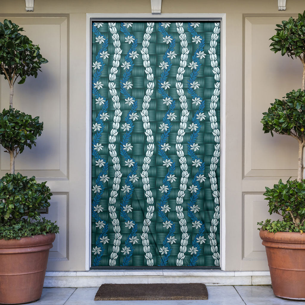 Pikake Maile Tiare Lei Door Cover Polu Lauhala Pattern