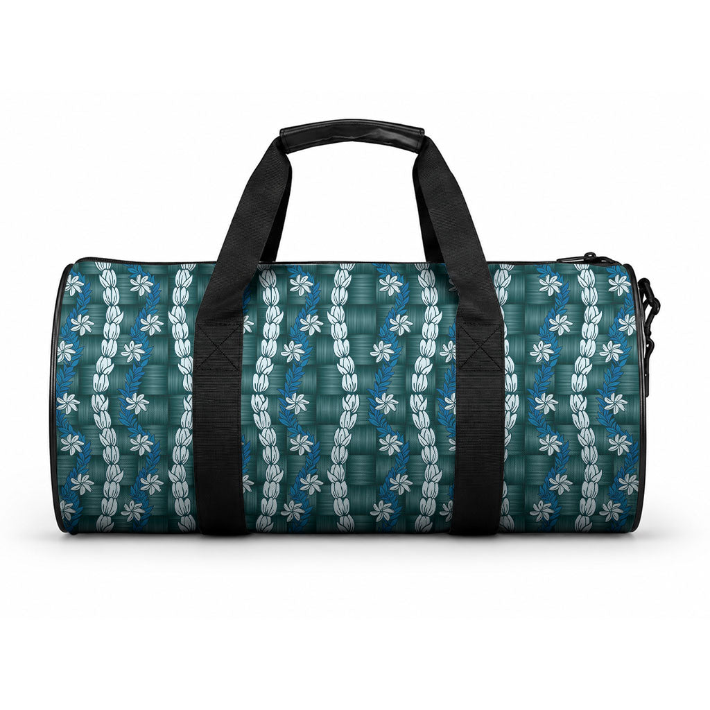 Pikake Maile Tiare Lei Duffle Bag Polu Lauhala Pattern LT01 One size Blue - Polynesian Pride