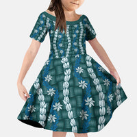 Pikake Maile Tiare Lei Family Matching Long Sleeve Bodycon Dress and Hawaiian Shirt Polu Lauhala Pattern