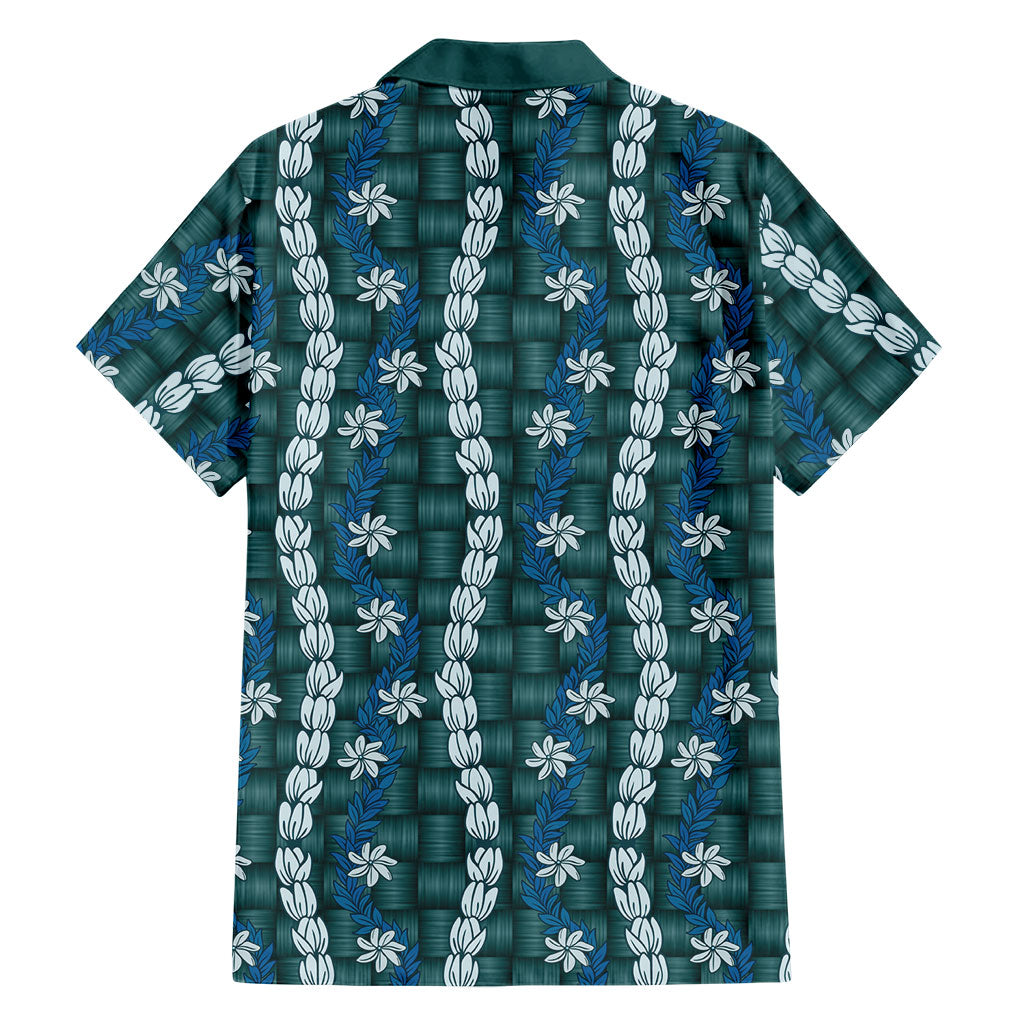 Pikake Maile Tiare Lei Family Matching Long Sleeve Bodycon Dress and Hawaiian Shirt Polu Lauhala Pattern