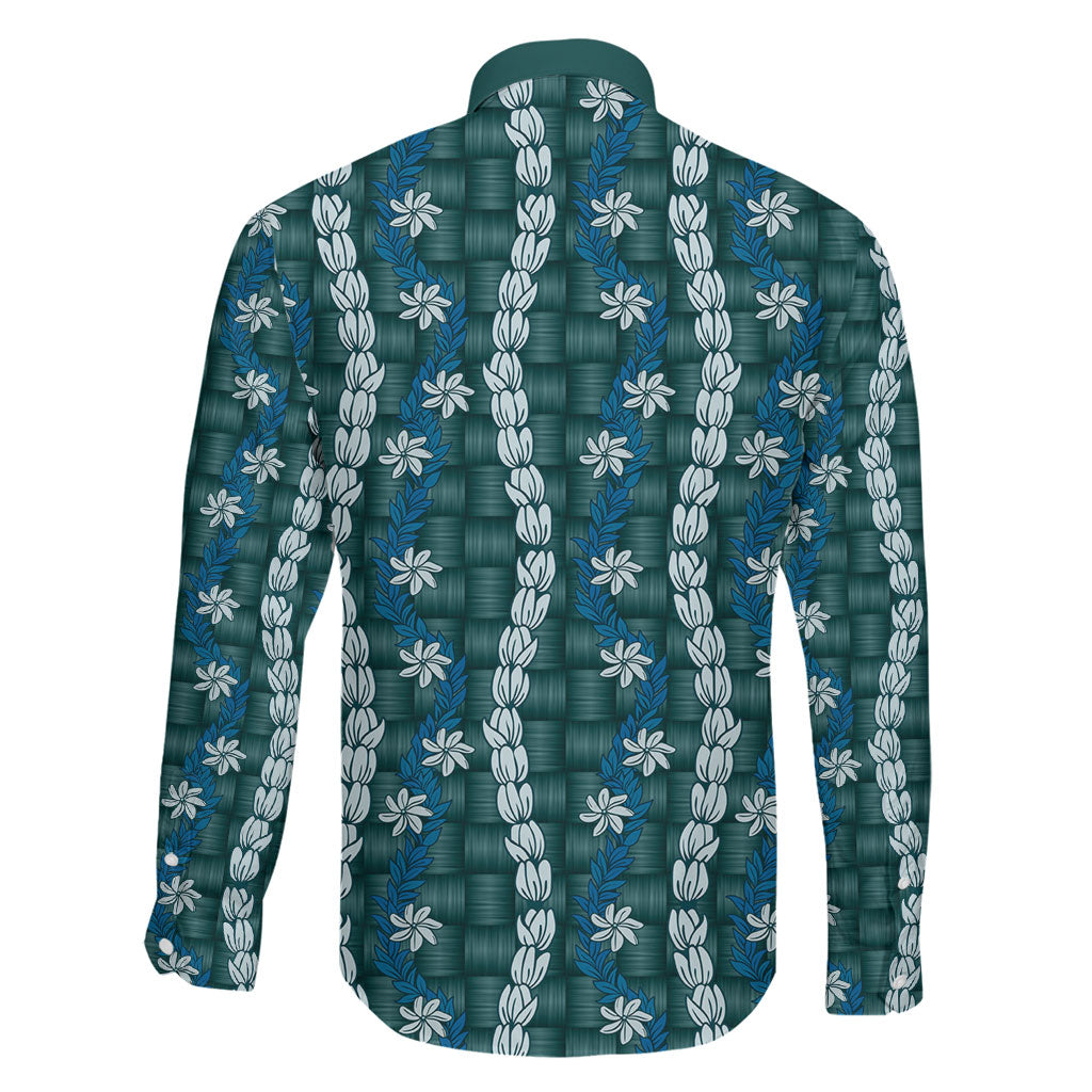 Pikake Maile Tiare Lei Family Matching Short Sleeve Bodycon Dress and Hawaiian Shirt Polu Lauhala Pattern