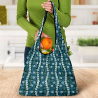 Pikake Maile Tiare Lei Grocery Bag Polu Lauhala Pattern