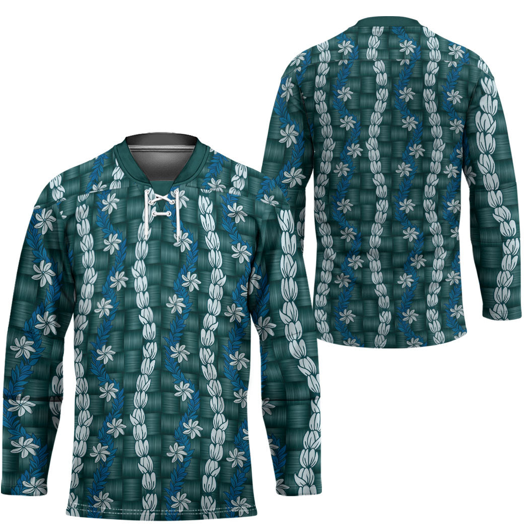 Pikake Maile Tiare Lei Hockey Jersey Polu Lauhala Pattern