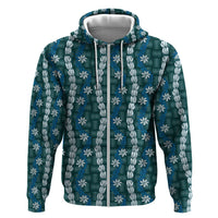 Pikake Maile Tiare Lei Hoodie Polu Lauhala Pattern
