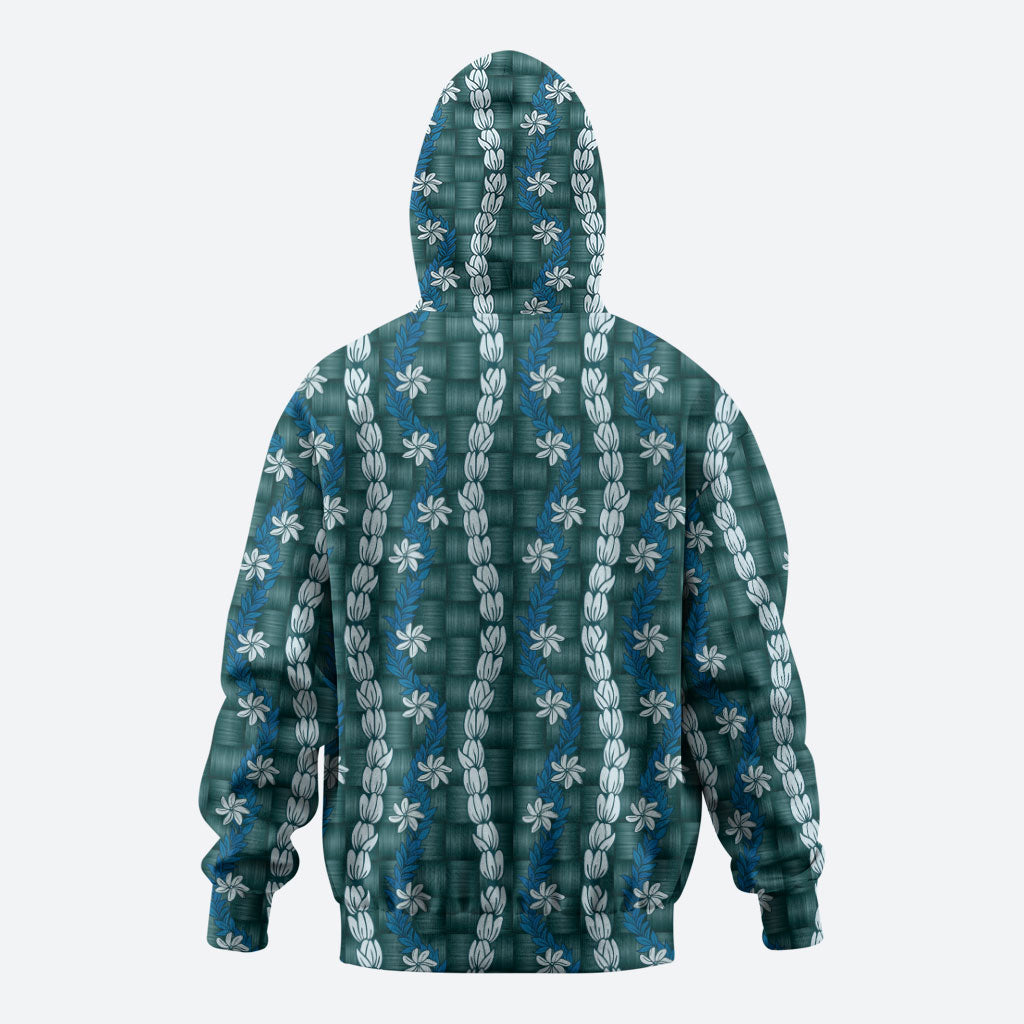 Pikake Maile Tiare Lei Hoodie Polu Lauhala Pattern