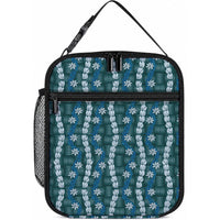 Pikake Maile Tiare Lei Lunch Bag Polu Lauhala Pattern LT01 10.2 × 8.3 × 4.3 inch Blue - Polynesian Pride