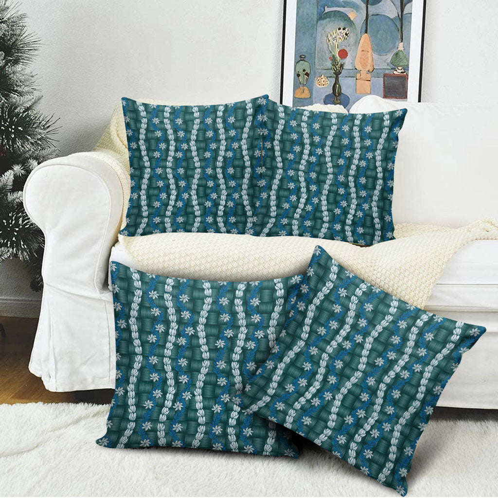 Pikake Maile Tiare Lei Pillow Cover Polu Lauhala Pattern
