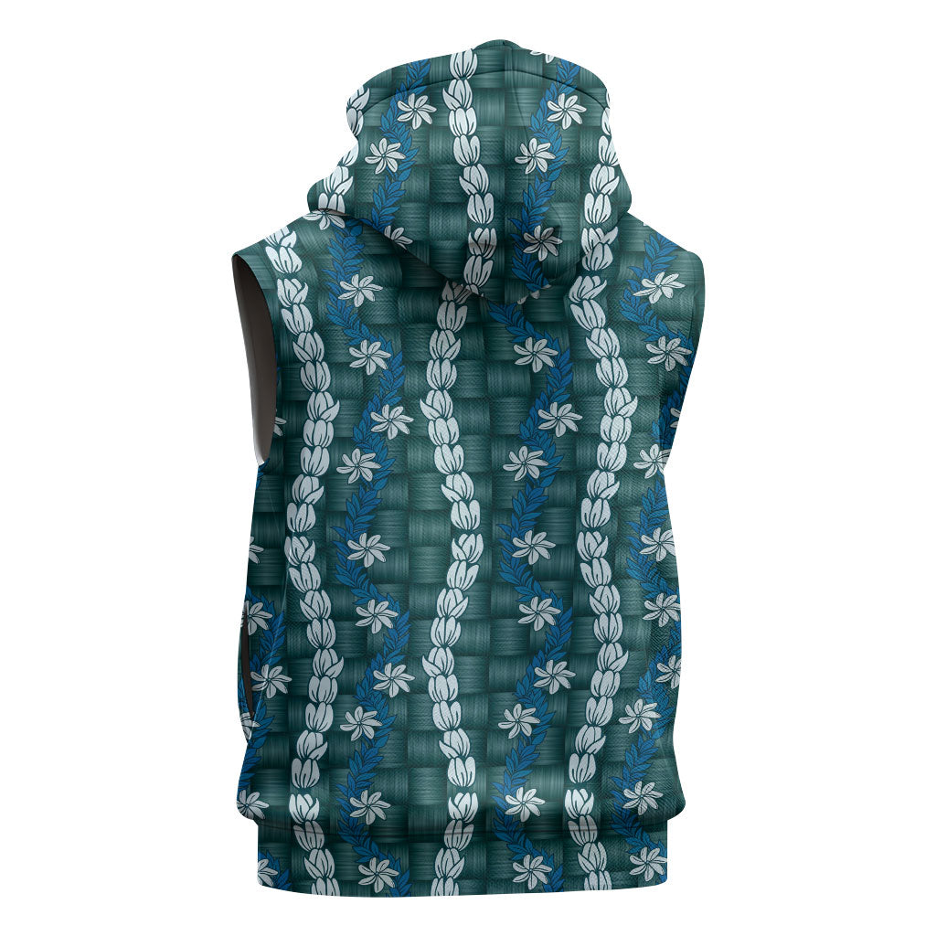 Pikake Maile Tiare Lei Sleeveless Hoodie Polu Lauhala Pattern