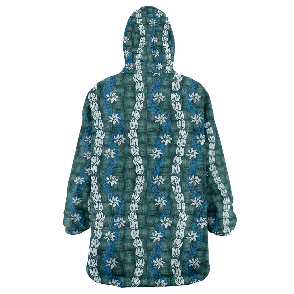 Pikake Maile Tiare Lei Wearable Blanket Hoodie Polu Lauhala Pattern