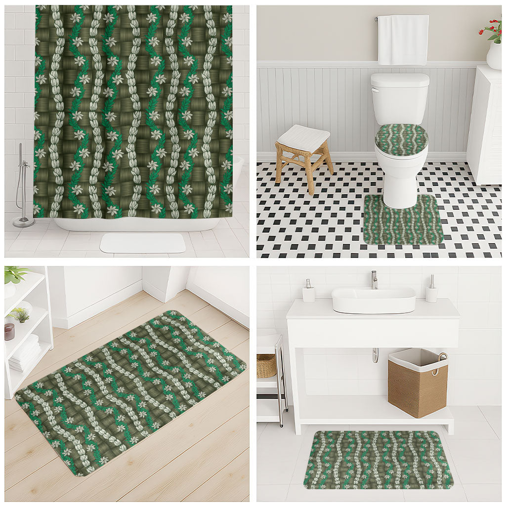 Pikake Maile Tiare Lei Bathroom Set Omaomao Lauhala Pattern