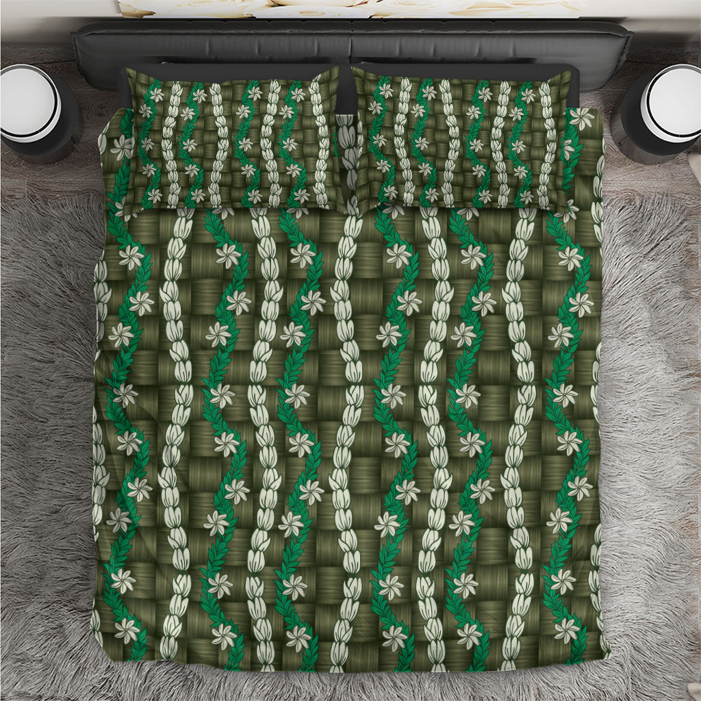 Pikake Maile Tiare Lei Bedding Set Omaomao Lauhala Pattern
