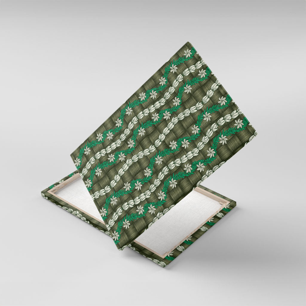 Pikake Maile Tiare Lei Canvas Wall Art Omaomao Lauhala Pattern