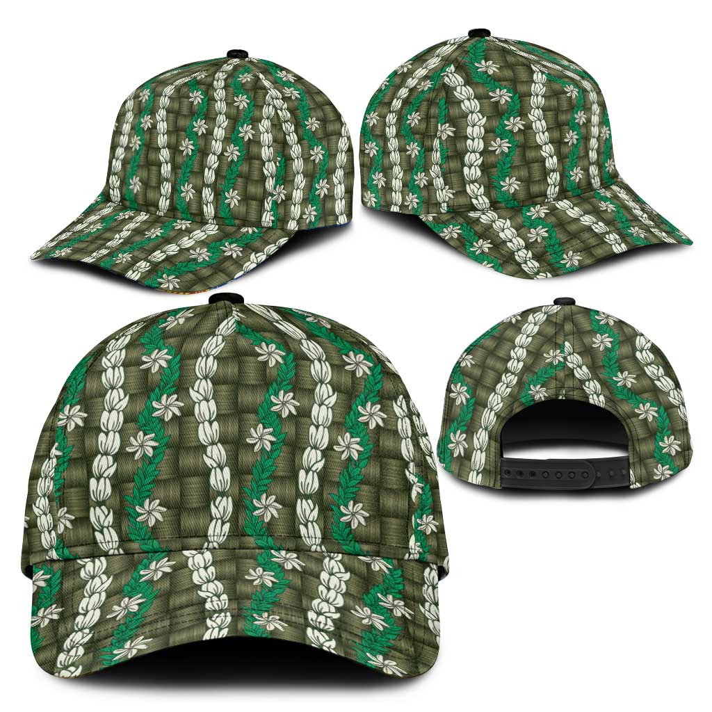 Pikake Maile Tiare Lei Classic Cap Omaomao Lauhala Pattern