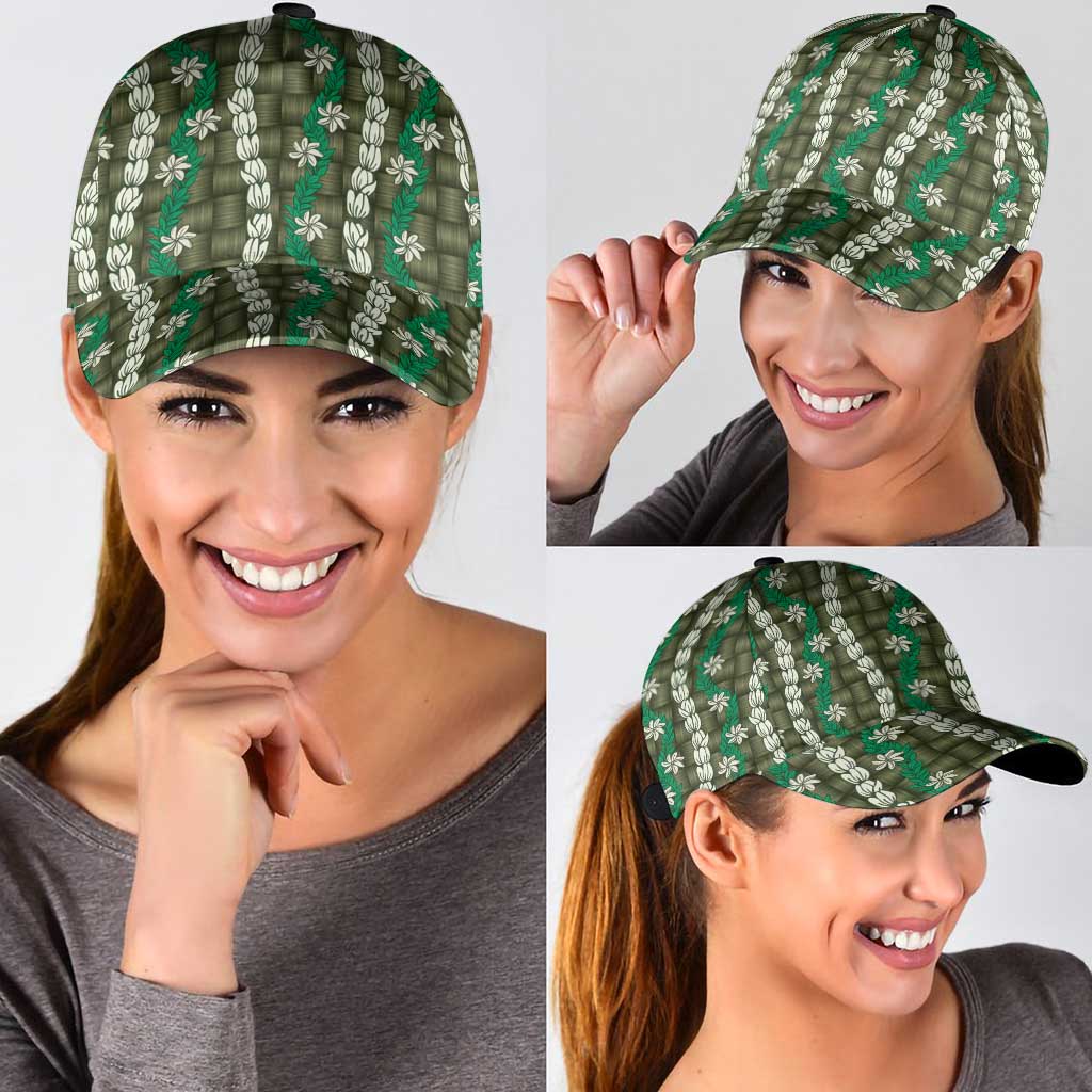 Pikake Maile Tiare Lei Classic Cap Omaomao Lauhala Pattern