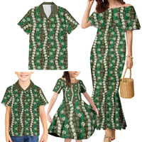 Pikake Maile Tiare Lei Family Matching Mermaid Dress and Hawaiian Shirt Omaomao Lauhala Pattern