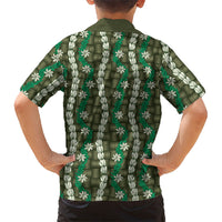Pikake Maile Tiare Lei Family Matching Off The Shoulder Long Sleeve Dress and Hawaiian Shirt Omaomao Lauhala Pattern LT01 - Polynesian Pride