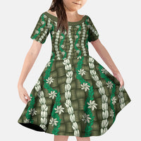 Pikake Maile Tiare Lei Family Matching Tank Maxi Dress and Hawaiian Shirt Omaomao Lauhala Pattern