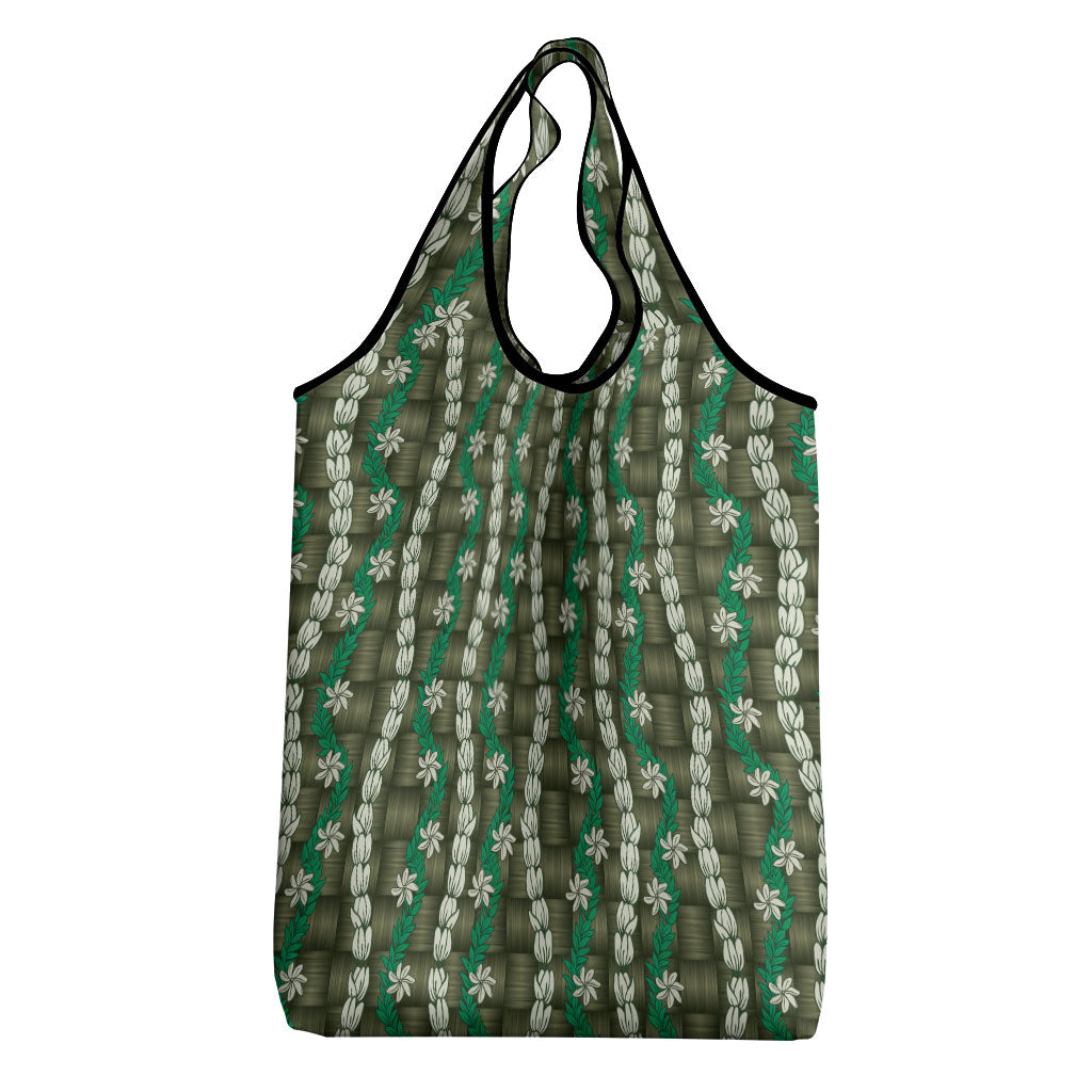 Pikake Maile Tiare Lei Grocery Bag Omaomao Lauhala Pattern