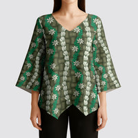 Pikake Maile Tiare Lei Kimono Sleeve Blouse Omaomao Lauhala Pattern