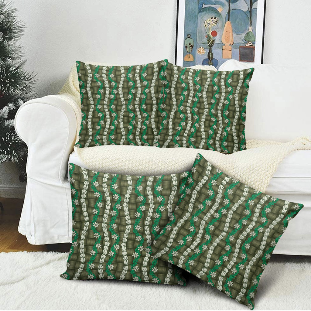 Pikake Maile Tiare Lei Pillow Cover Omaomao Lauhala Pattern