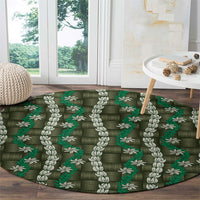 Pikake Maile Tiare Lei Round Carpet Omaomao Lauhala Pattern