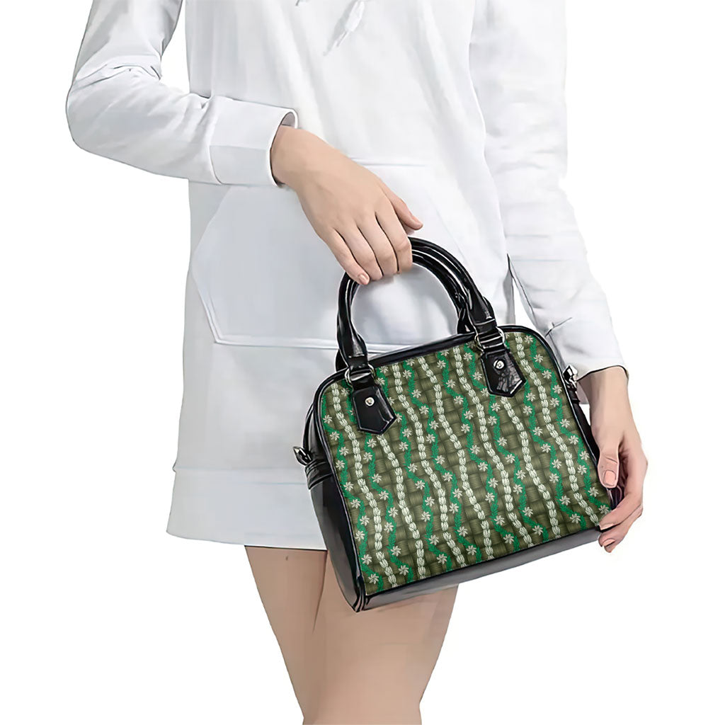 Pikake Maile Tiare Lei Shoulder Handbag Omaomao Lauhala Pattern