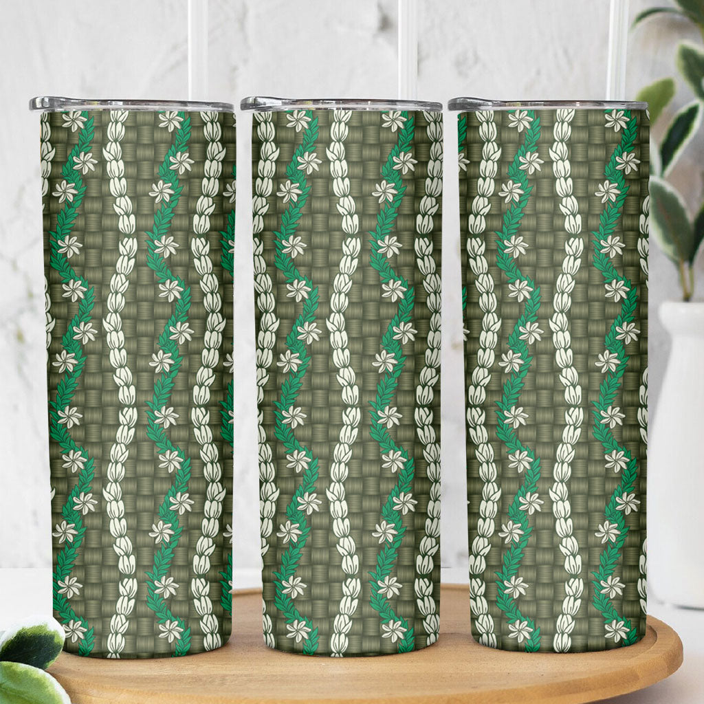 Pikake Maile Tiare Lei Skinny Tumbler Omaomao Lauhala Pattern
