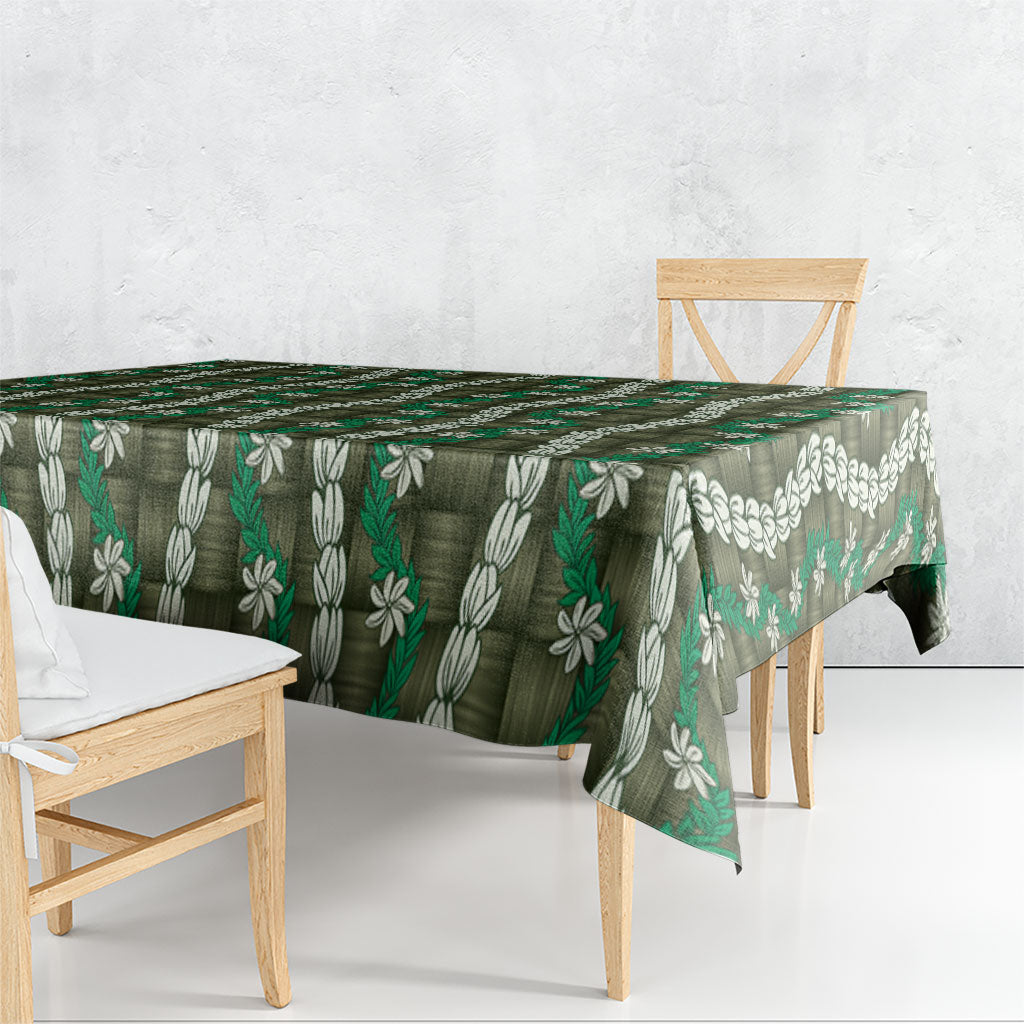 Pikake Maile Tiare Lei Tablecloth Omaomao Lauhala Pattern