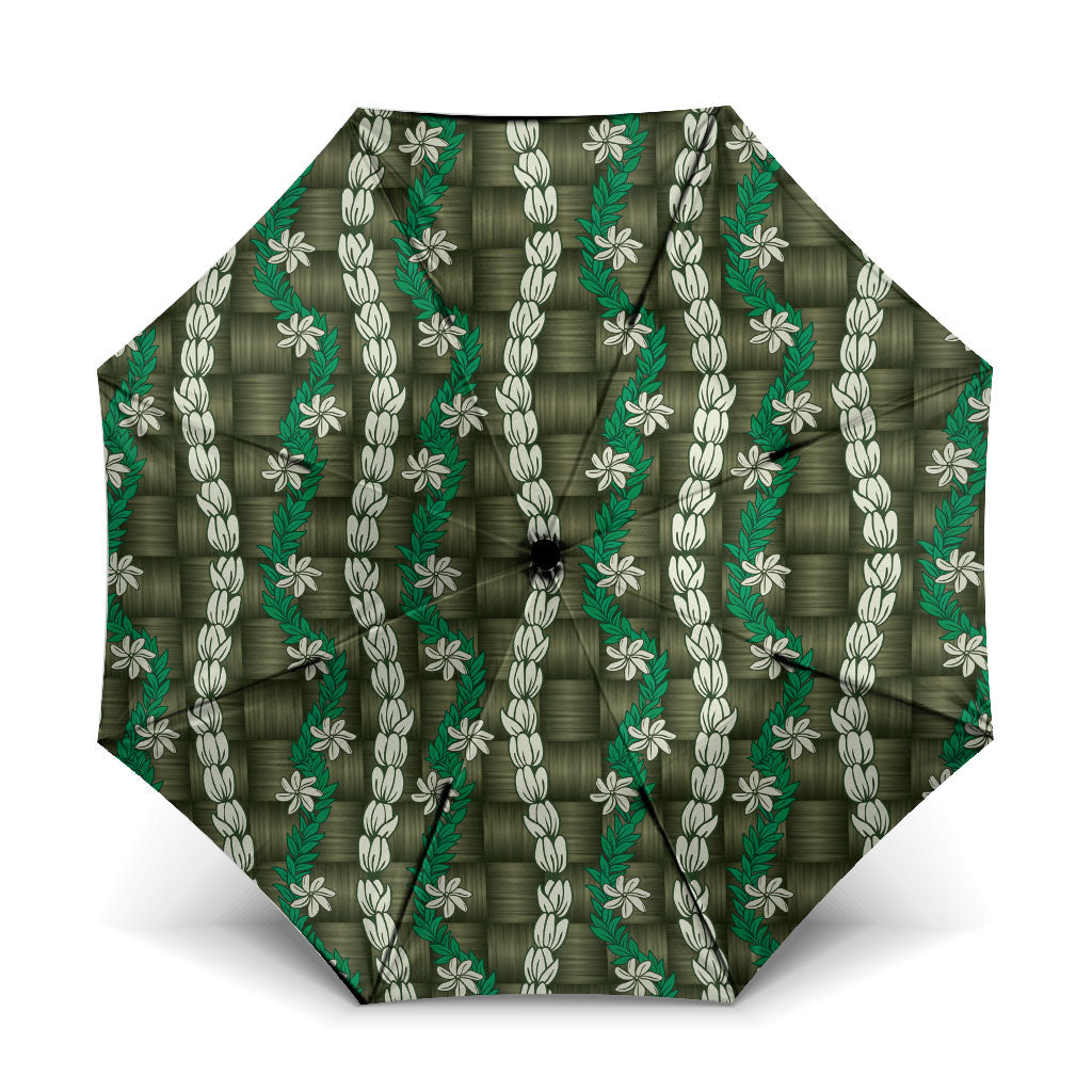 Pikake Maile Tiare Lei Umbrella Omaomao Lauhala Pattern