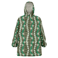 Pikake Maile Tiare Lei Wearable Blanket Hoodie Omaomao Lauhala Pattern