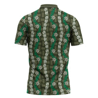 Pikake Maile Tiare Lei Zipper Polo Shirt Omaomao Lauhala Pattern