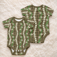 Pikake Maile Tiare Lei Baby Onesie Natural Lauhala Pattern LT01 - Polynesian Pride