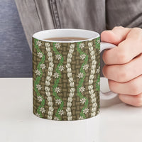 Pikake Maile Tiare Lei Ceramic Mug Natural Lauhala Pattern