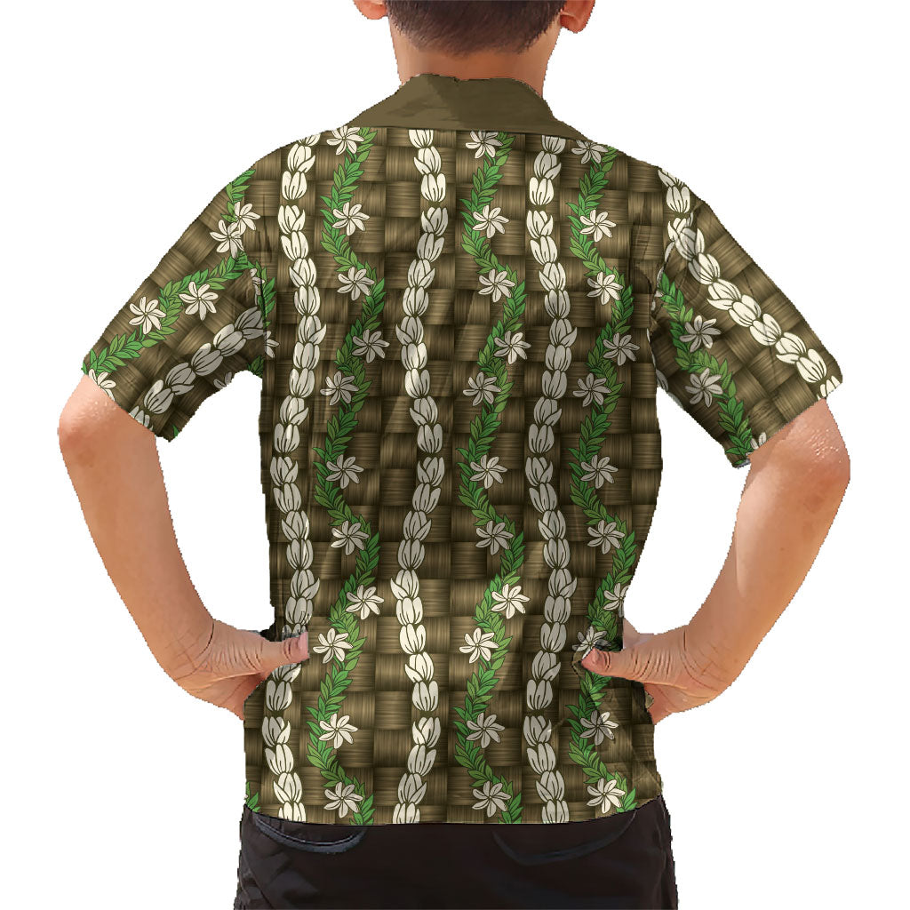 Pikake Maile Tiare Lei Family Matching Puletasi and Hawaiian Shirt Natural Lauhala Pattern