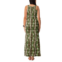 Pikake Maile Tiare Lei Family Matching Tank Maxi Dress and Hawaiian Shirt Natural Lauhala Pattern