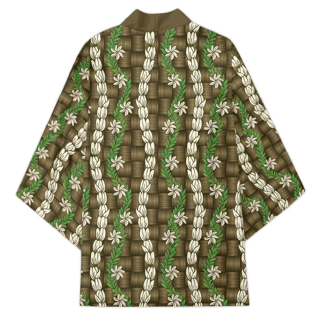 Pikake Maile Tiare Lei Kimono Natural Lauhala Pattern